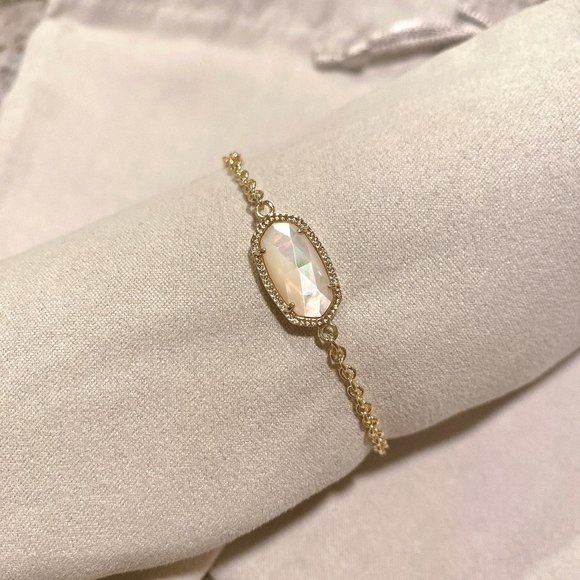 New Kendra Scott Elaina Gold Ivory Pearl Bracelet - Picture 1 of 6